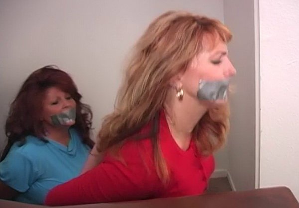 Law Office Milf S Autumn Woods And Elane Hershey Tied Up Gagged And Stashed Behind A Desk At