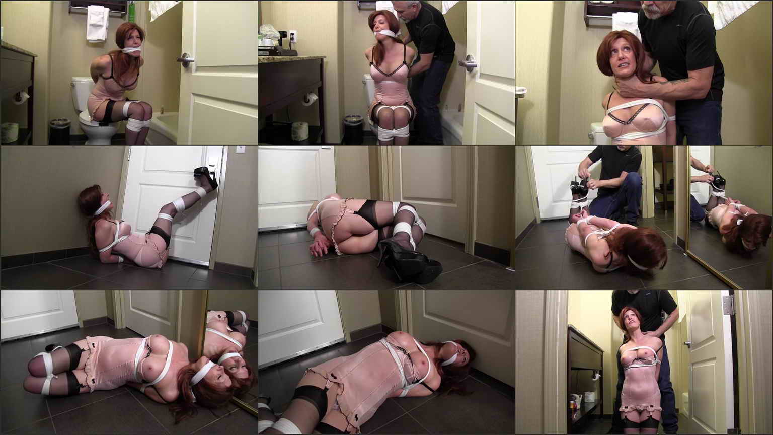 olderwomentied] Cheating Wife cooling her big tits tied up, gagged and bent over the bathroom sink [MILF Cheeky Little Toy, bondage, rope] at Bondage