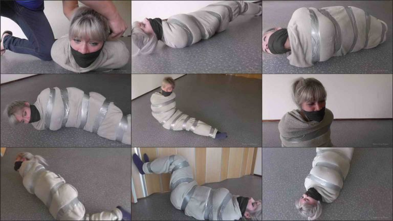 Restricting Ropes Luna Grey Captured In Mummification Wrap Gagged