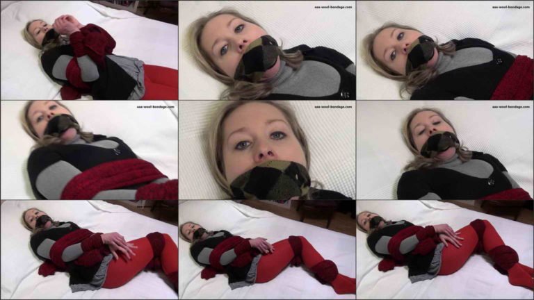 Maggie Self Gagged Bound In Wool And Tied Up With Scarfes Gag